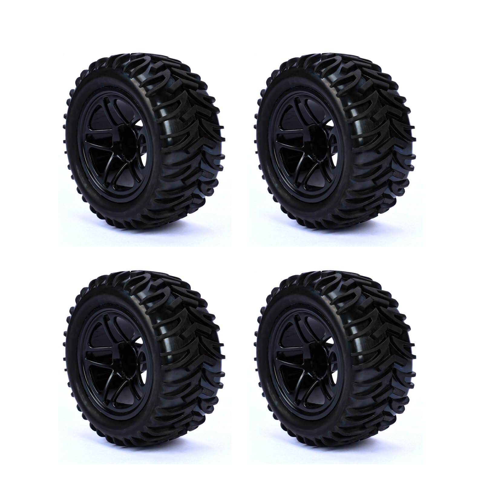 RCAWD Amazon RC Wheel & Tires 1/10 Pre-glued Monster Truck Wheel Tires LG-015BL LG-016BL
