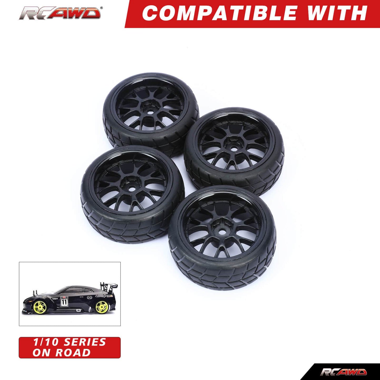 RCAWD Amazon RC Wheel & Tires 1/10 Pre-glued Monster Truck Wheel Tires LG-021BL LG-022BL