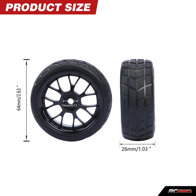 1/10 Pre-glued RC Wheel Tires for RC Rally Car RC On-road Car - RCAWD
