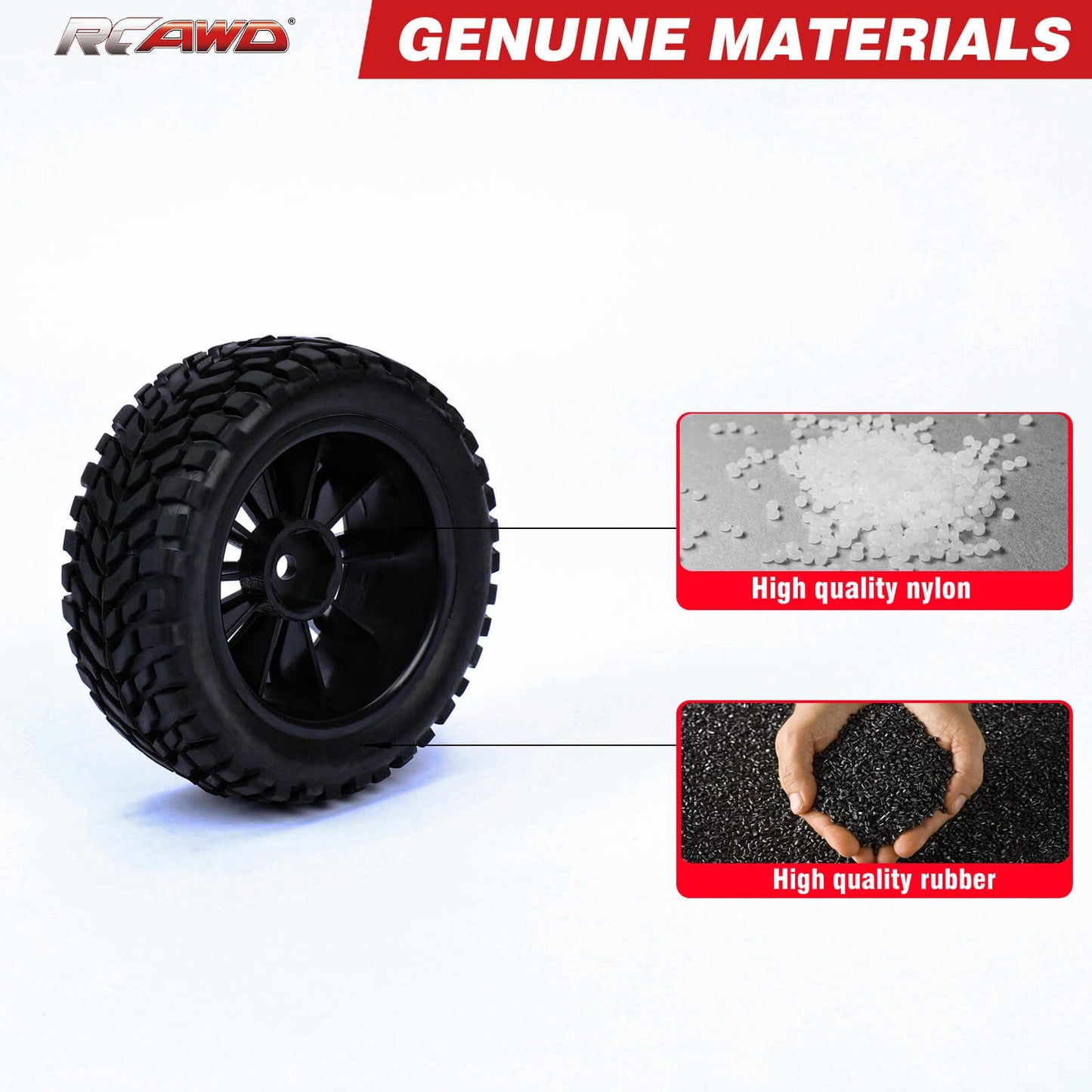 RCAWD Amazon RC Wheel & Tires 1/10 Pre-glued RC High-speed Off-road Truck Wheel Tires LG-021BL LG-022BL