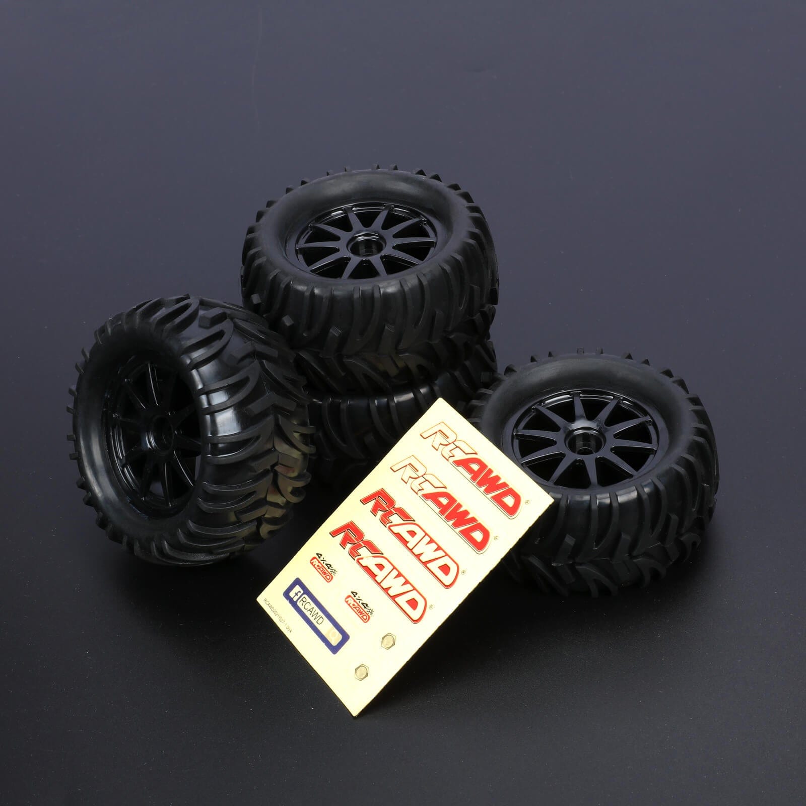 RCAWD Amazon RC Wheel & Tires 1/16 1/18 12mm Hex Pre-glued Nylon Wheel Rubber Tires V-shaped Tread Gl-0053BL GL-006BL