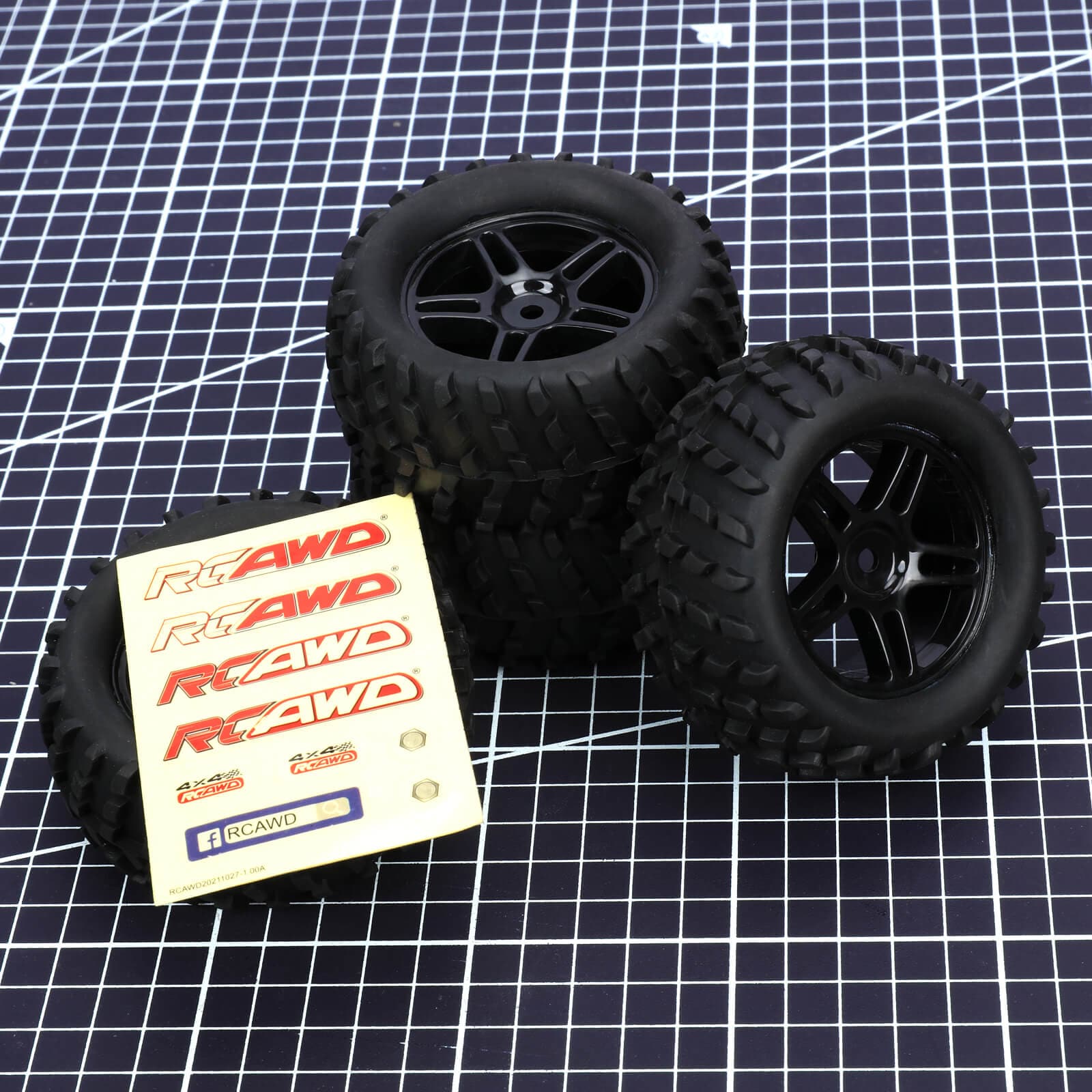 RCAWD Amazon RC Wheel & Tires 1/16 Pre-glued RC Monster Truck wheel Tires LG-007BL LG-008BL