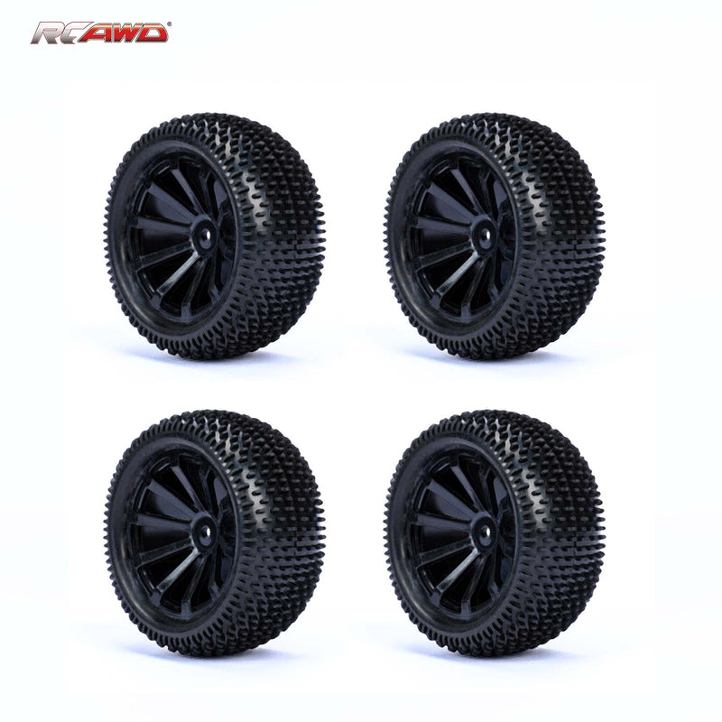 RCAWD 4pcs 52*74*32mm Pre-glued RC wheels Tires for 1/16 scale MJX Hyper Go 16207 - RCAWD