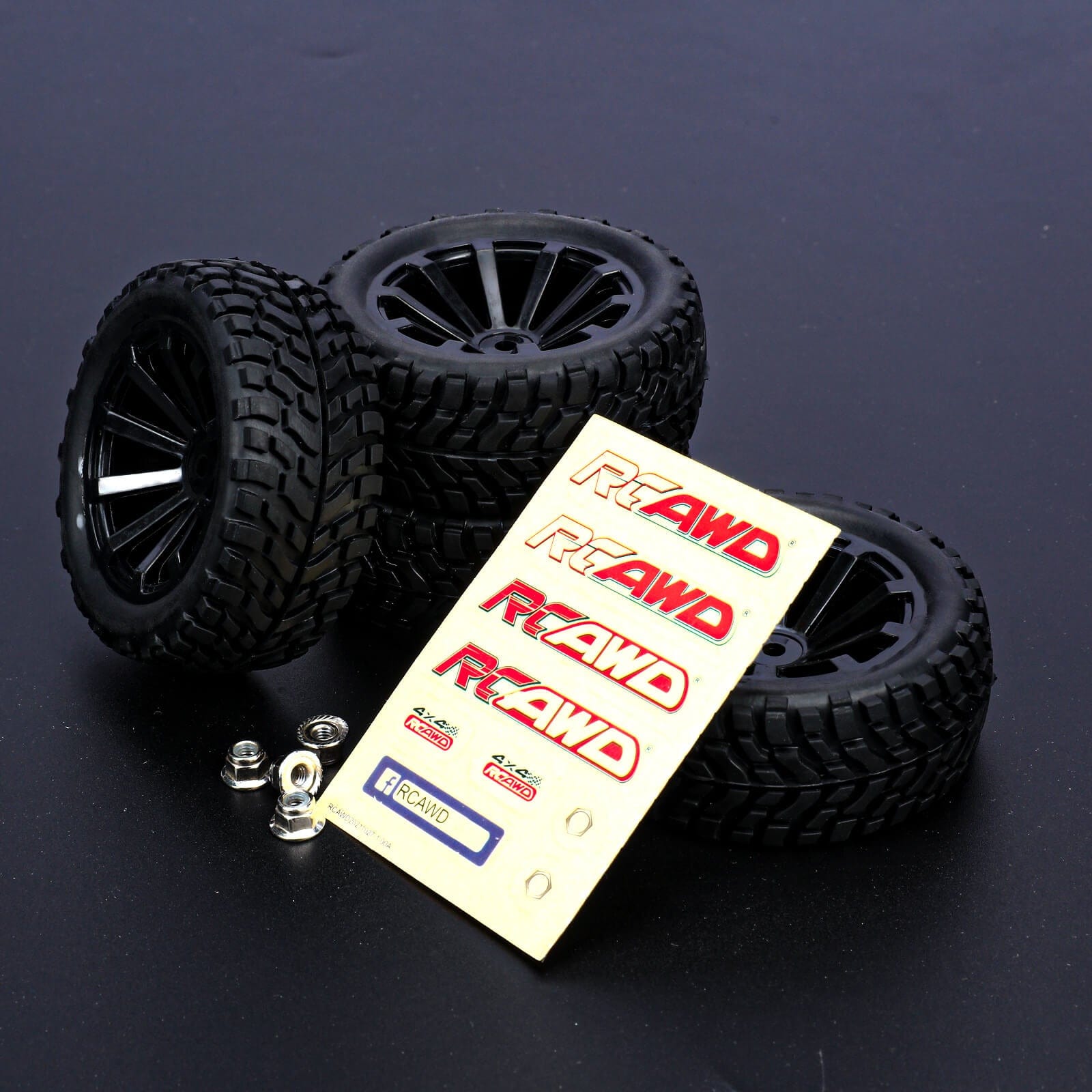 RCAWD Amazon RC Wheel & Tires 10 spokes 1/10 Pre-glued RC High-speed Off-road Truck Wheel Tires LG-021BL LG-022BL