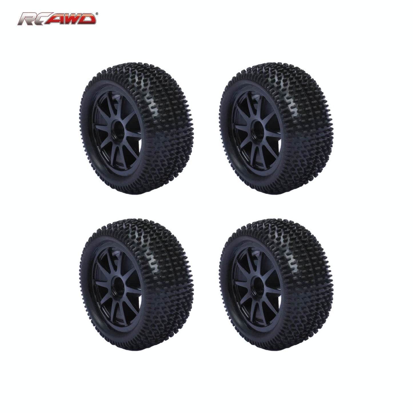 RCAWD Amazon RC Wheel & Tires 10 spokes RCAWD 2.05'' 82*40mm 1/16 Pre-glued RC off-road Buggy wheel Tires LG-009BL LG-010BL