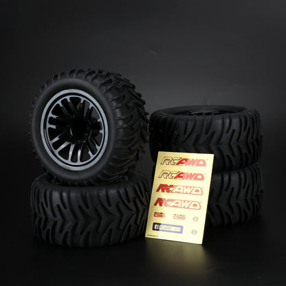 RCAWD Amazon RC Wheel & Tires 14 spokes 1/16 Pre-glued Monster Truck Wheel Tires LG-015BL LG-016BL