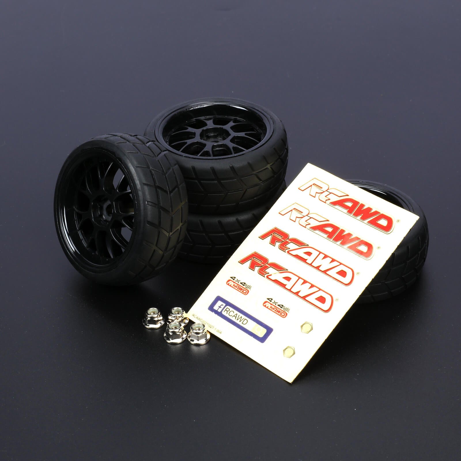 RCAWD Amazon RC Wheel & Tires 5 spokes 1/10 Pre-glued Monster Truck Wheel Tires LG-021BL LG-022BL