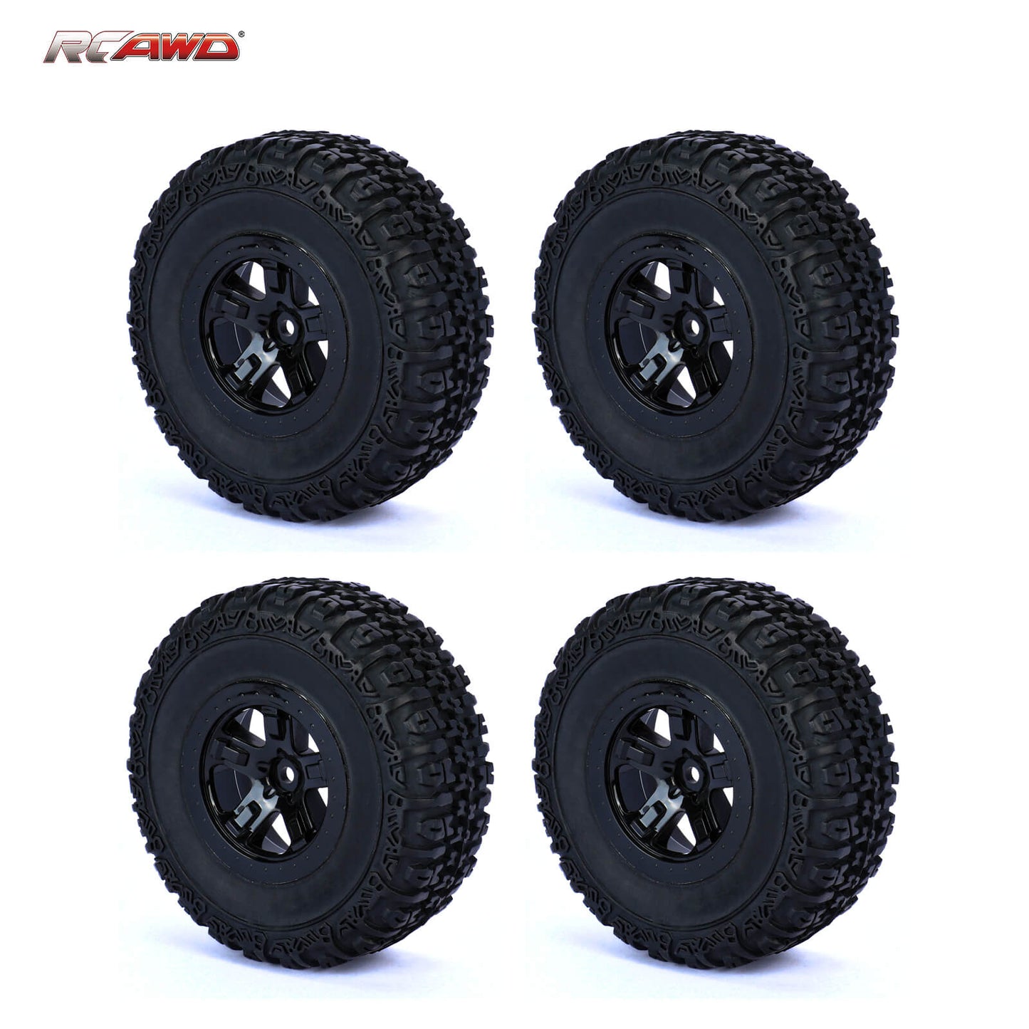 RCAWD Amazon RC Wheel & Tires 5 spokes LG-018BL 1/10 Pre-glued Monster Truck Wheel Tires LG-017BL LG-018BL