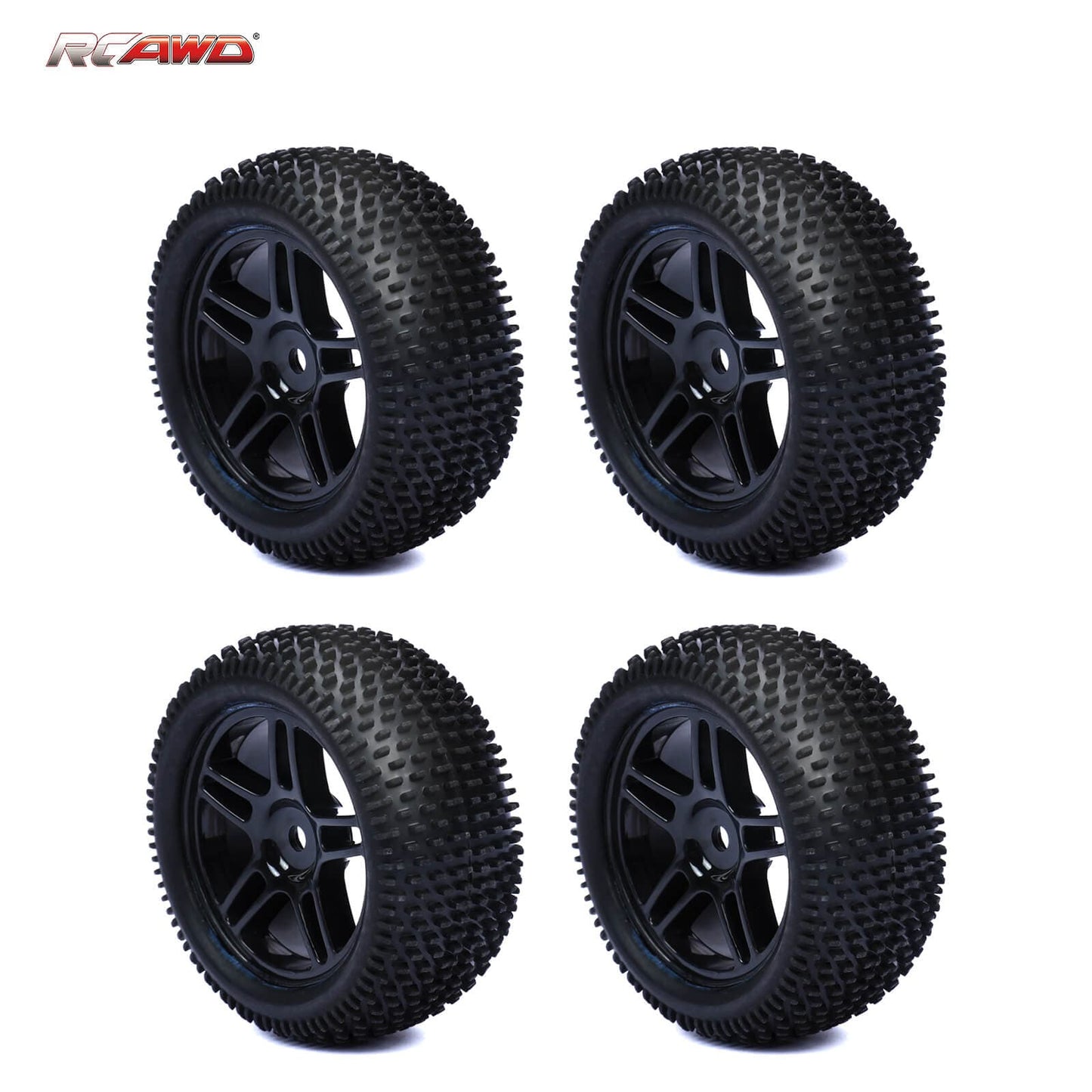RCAWD Amazon RC Wheel & Tires 5 spokes RCAWD 2.05'' 82*40mm 1/16 Pre-glued RC off-road Buggy wheel Tires LG-009BL LG-010BL