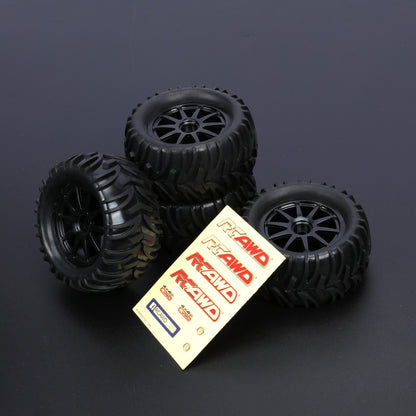 RCAWD Amazon RC Wheel & Tires RCAWD 1/16 Pre-glued RC Tires for MJX Hyper go RC truck V-shaped Tread Gl-005BL GL-006BL