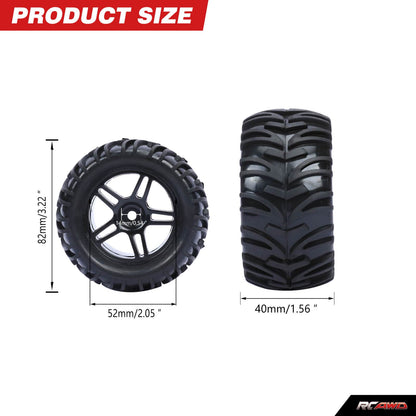 RCAWD Amazon RC Wheel & Tires RCAWD 1/16 Pre-glued RC Tires for MJX Hyper go RC truck V-shaped Tread Gl-005BL GL-006BL