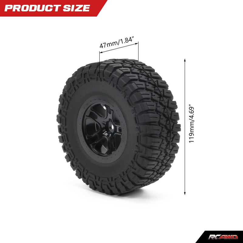 RCAWD 4pcs 119*47mm Mounted Tires for Losi Baja Rey - RCAWD