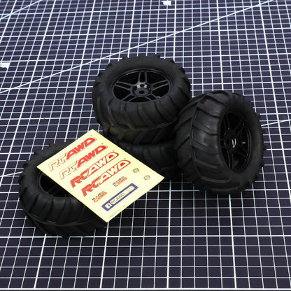 RCAWD Amazon RC Wheel & Tires RCAWD Pre-glued 1/16 scale wheels and tires Herringbone Pattern GL-003BL GL-004BL