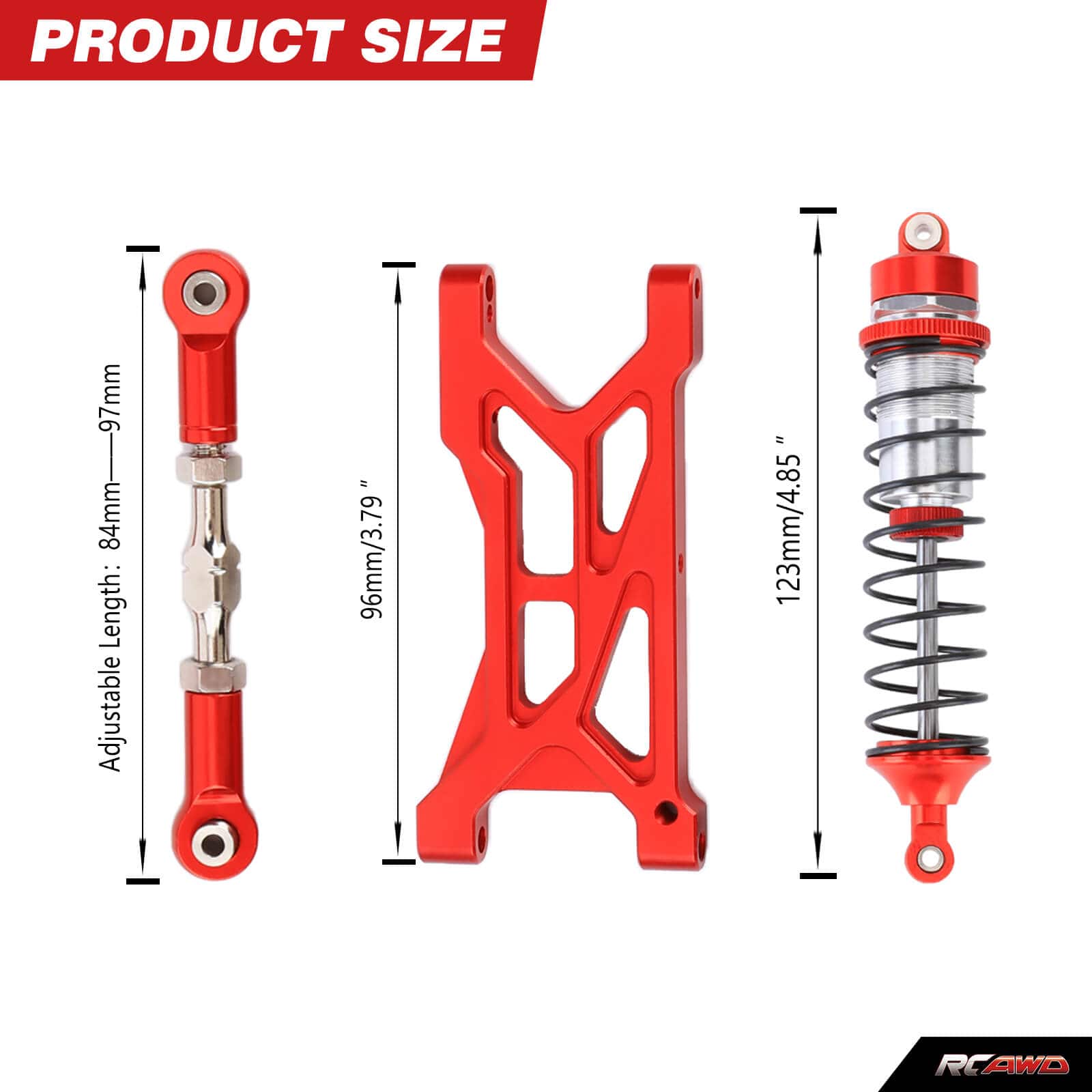 RCAWD ARRMA 1/10 Gorgon Full set RCAWD Arrma 1/10 GORGON Rear Suspension Arms & Shocks with Link Set