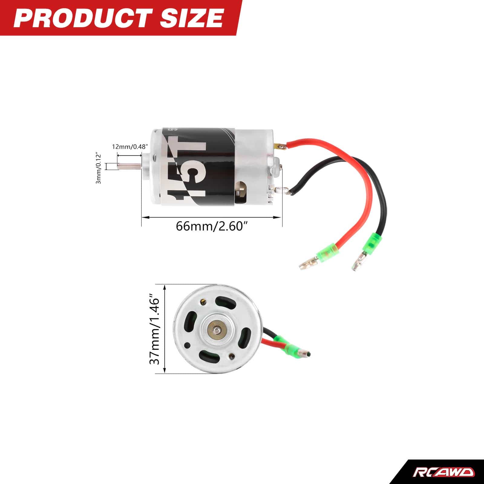 RCAWD ARRMA 1/10 Gorgon RCAWD ARRMA GORGON Mega 550 15T 12T 22500 RPM Brushed Motor