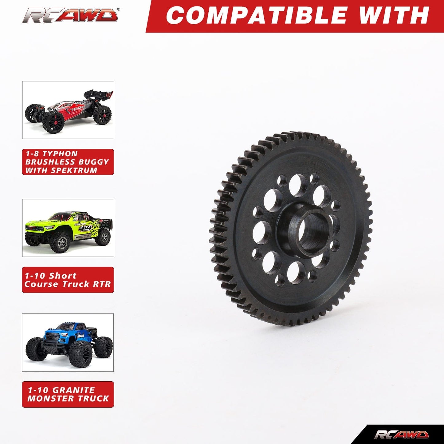 RCAWD ARRMA 1/10 Gorgon RCAWD ARRMA GORGON Steel 0.8Mod 61T Spur Gear Set with 15T 17T Pinion gear