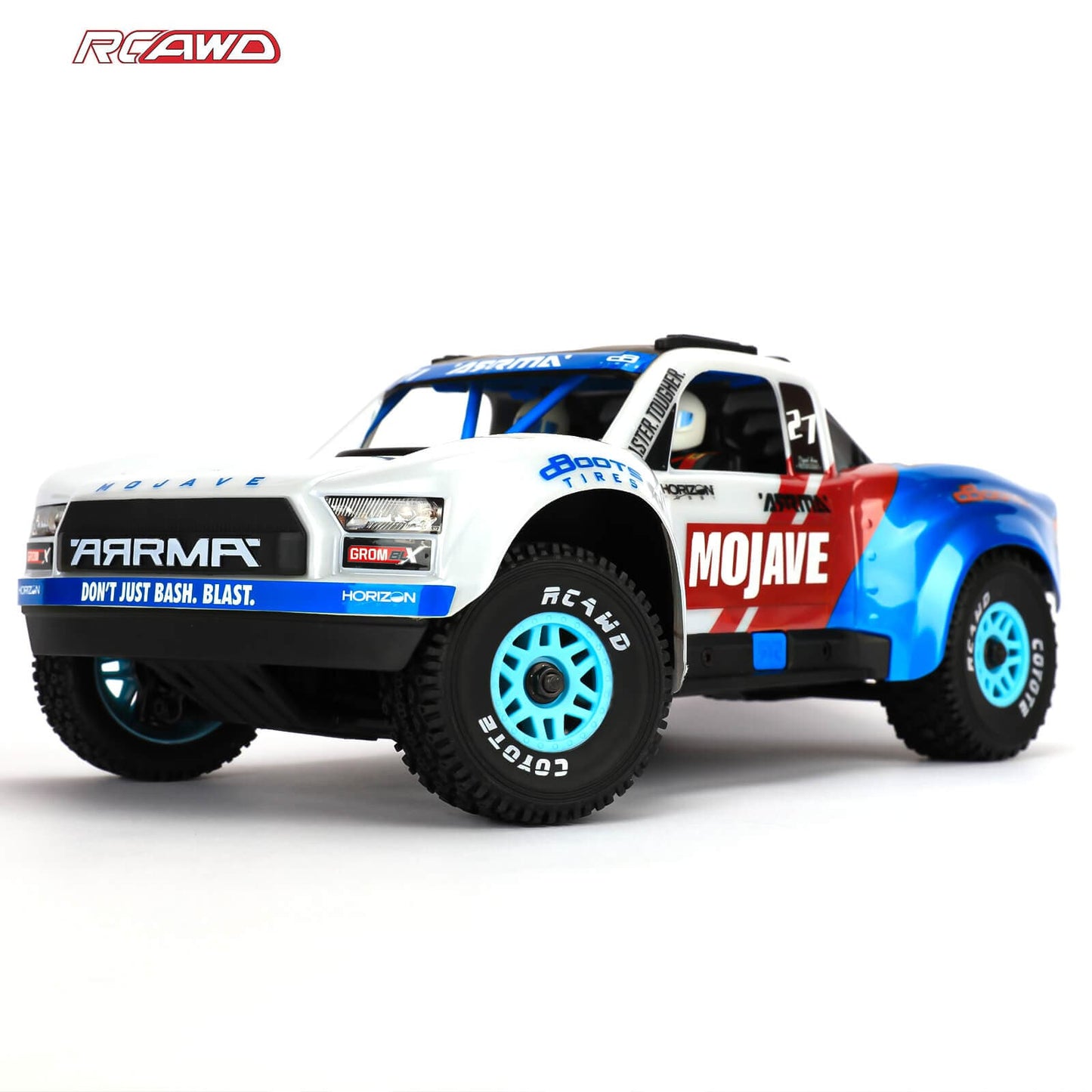 RCAWD ARRMA 1/16 MOJAVE GROM Racing Blue RCAWD ARRMA MOJAVE GROM All Terrain Adaptation Pre Glued Wheel Tires