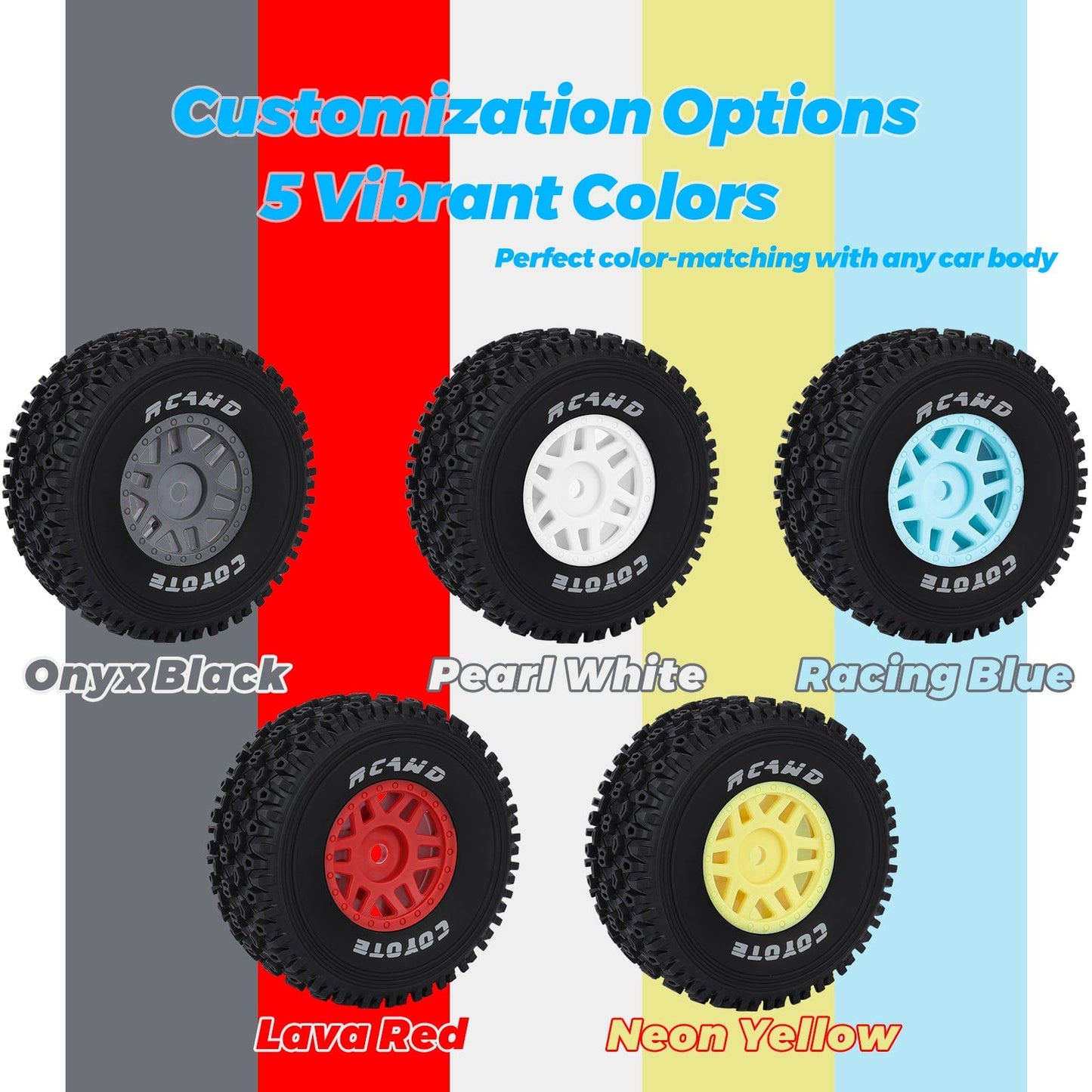 RCAWD ARRMA 1/16 MOJAVE GROM RCAWD ARRMA MOJAVE GROM All Terrain Adaptation Pre Glued Wheel Tires