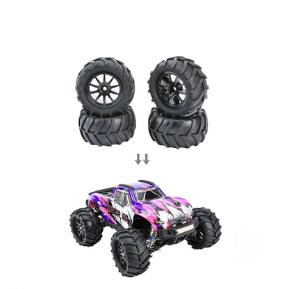 RCAWD Arrma 1/18 GROM Upgrade Parts 10 Spokes Herringbone Tread RCAWD 40g/pc Nylon Wheel Rims Tire Set for Arrma 1/18 Granite Grom Mega Upgrade Parts