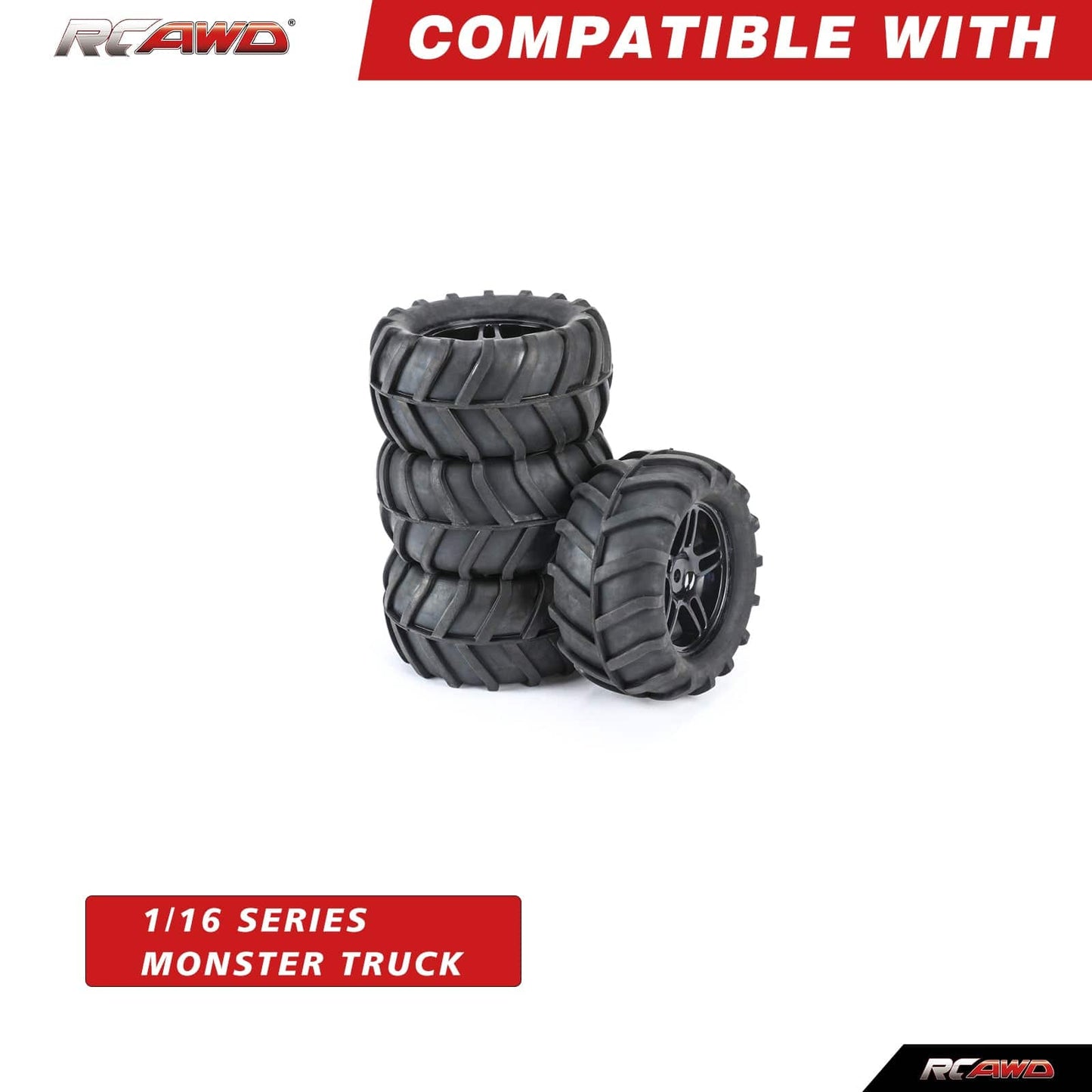 RCAWD Arrma 1/18 GROM Upgrade Parts RCAWD 40g/pc Nylon Wheel Rims Tire Set for Arrma 1/18 Granite Grom Mega Upgrade Parts