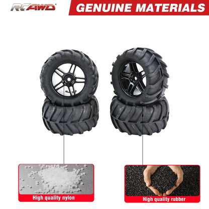 RCAWD Arrma 1/18 GROM Upgrade Parts RCAWD 40g/pc Nylon Wheel Rims Tire Set for Arrma 1/18 Granite Grom Mega Upgrade Parts