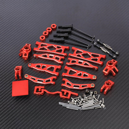 RCAWD Arrma 1/18 GROM Upgrade Parts Red RCAWD ARRMA GROM 26 Pieces Suspension Arms Set with Steering Parts