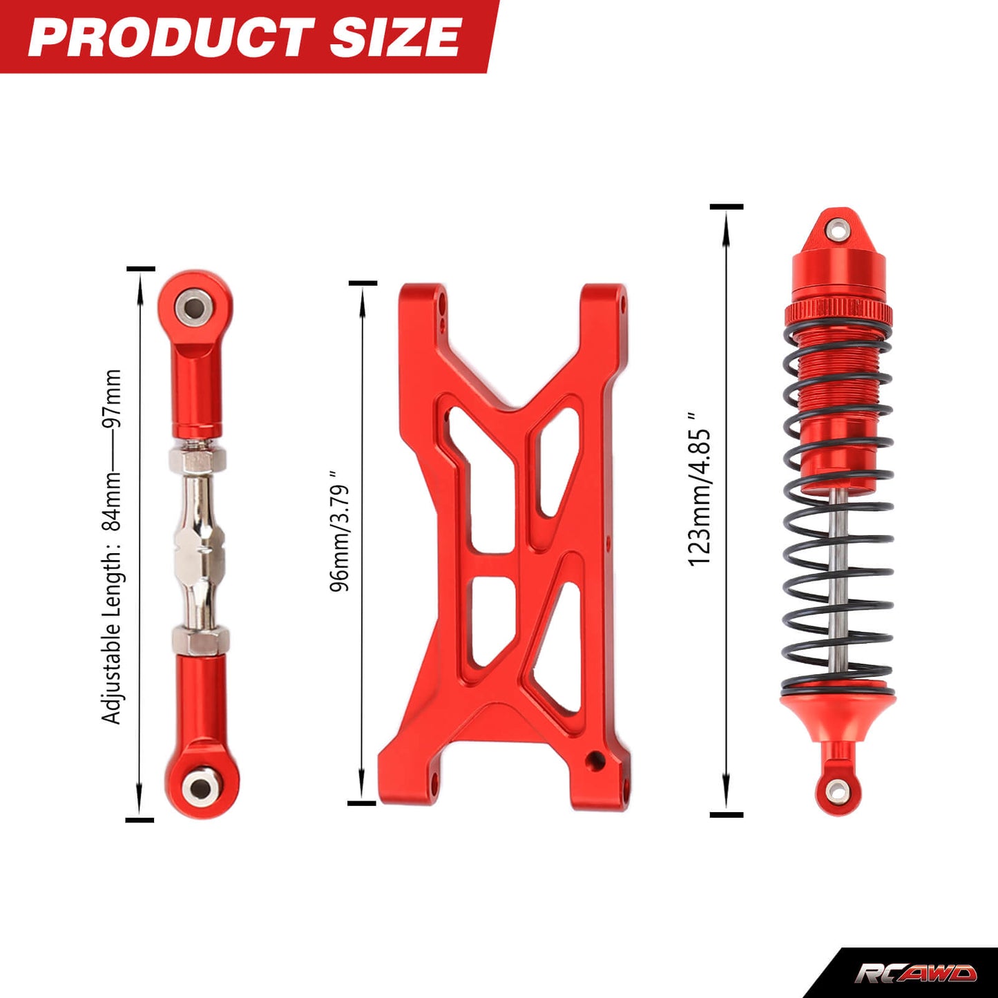 RCAWD Arrma 1/10 GORGON Rear Suspension Arms & Shocks Set - RCAWD