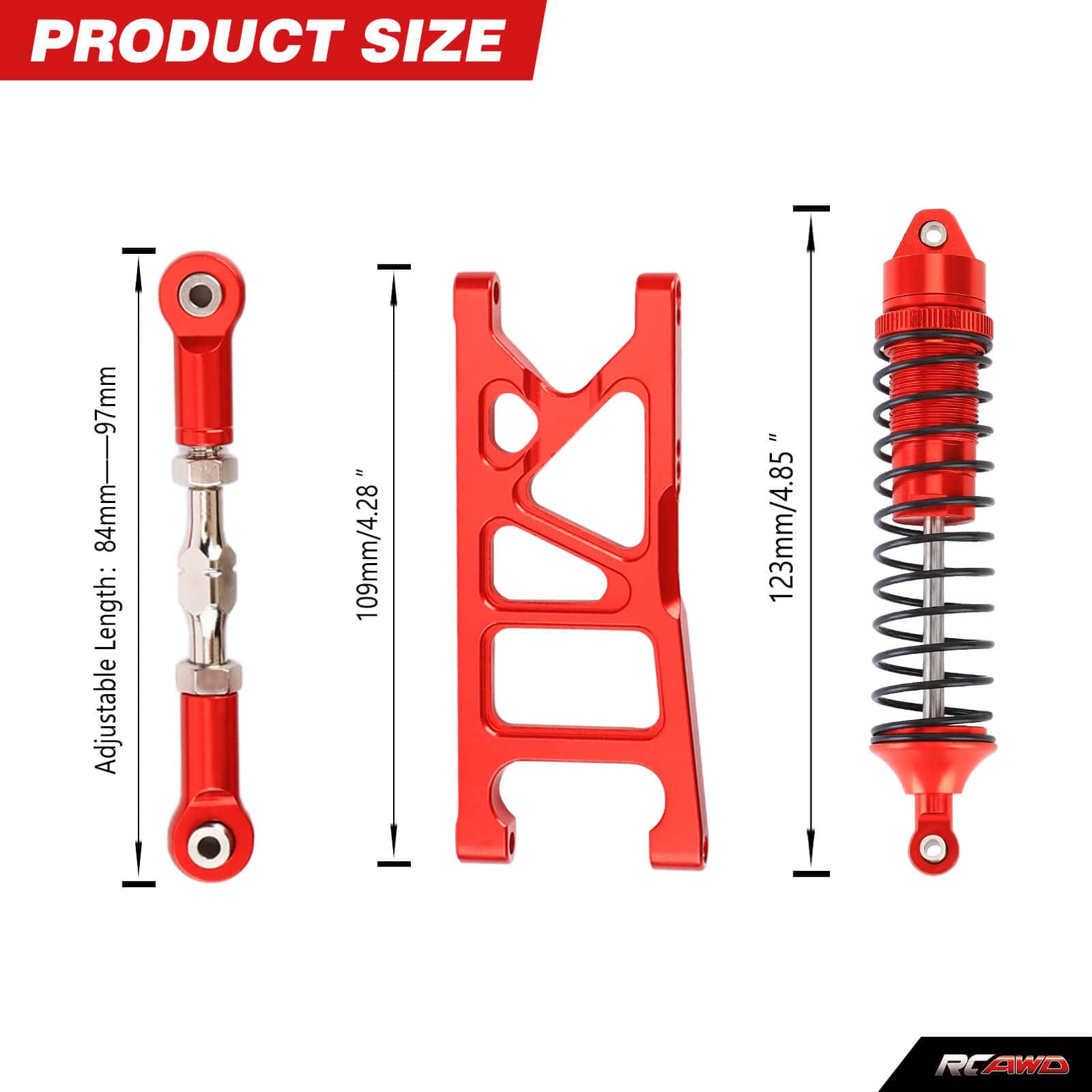 RCAWD Arrma 1/10 GORGON Rear Suspension Arms & Shocks with link Set - RCAWD