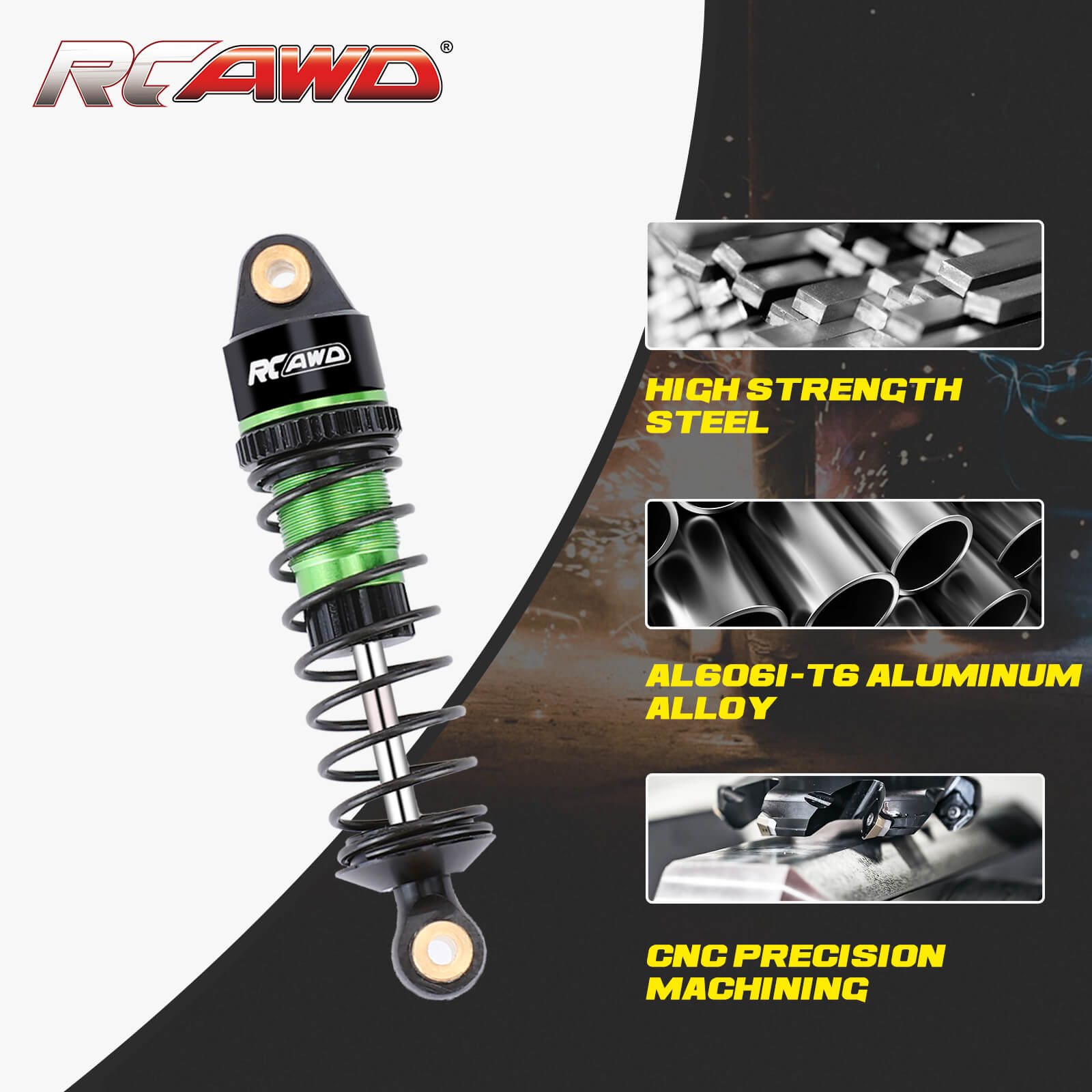 RCAWD Arrma 1/18 GROM Upgrades 58mm Aluminum Shock Set - RCAWD