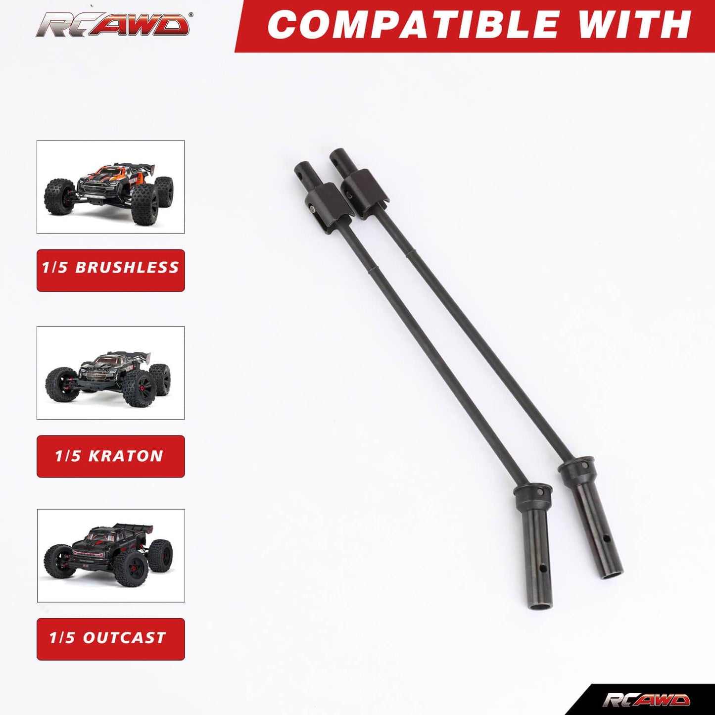 RCAWD Arrma 1/5 Kraton Outcast 8S Driveshaft Set 182mm V3D3 - ARA310926BL - RCAWD