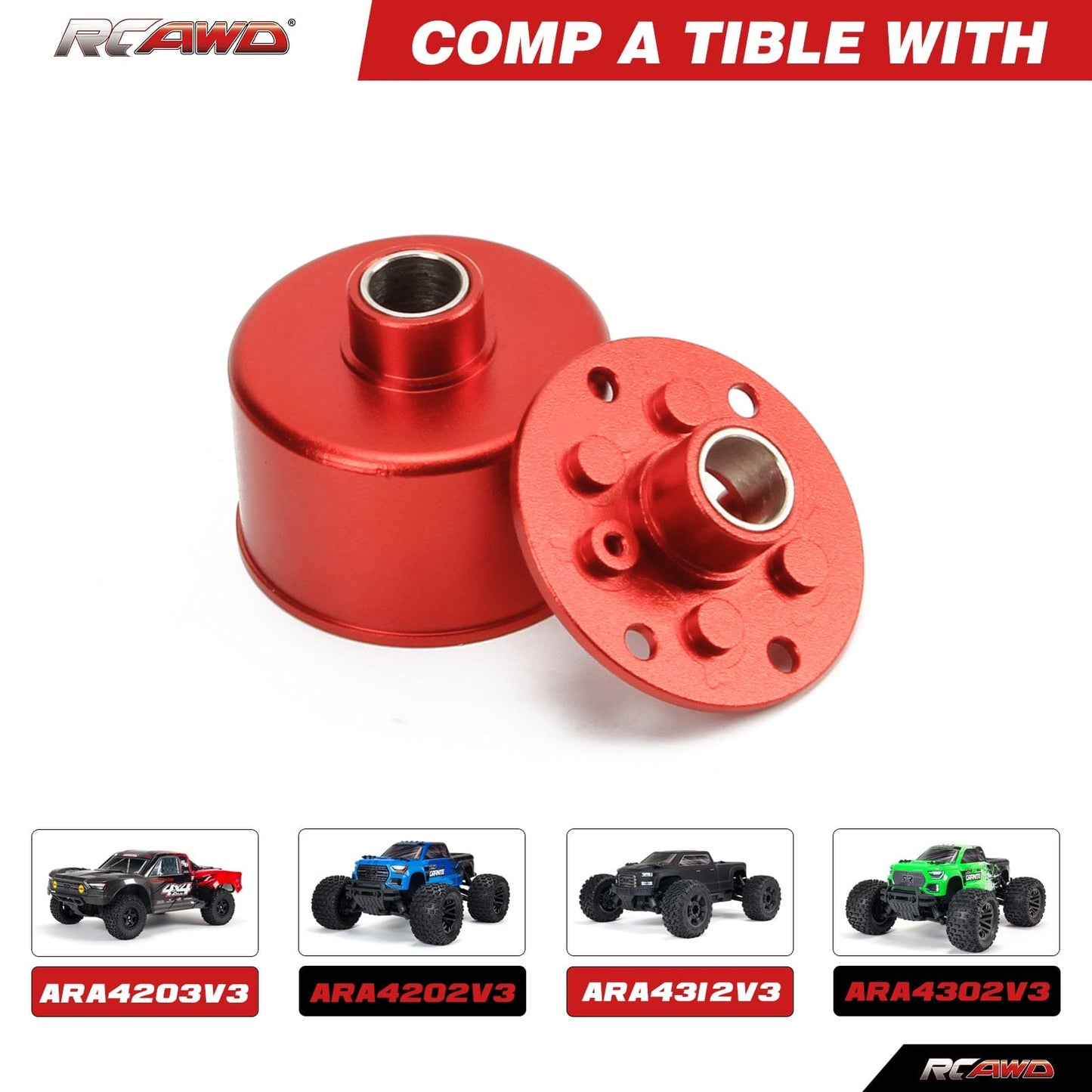 RCAWD ARRMA 3s 4s Diff case set Aluminum alloy ARA311154R - RCAWD