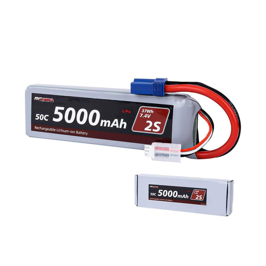 RCAWD ARRMA 3S 5000mAh 2S Battery RCAWD Arrma 1/10 5000mAh 7.4V 50C 2S Lipo Battery with EC5 Plug