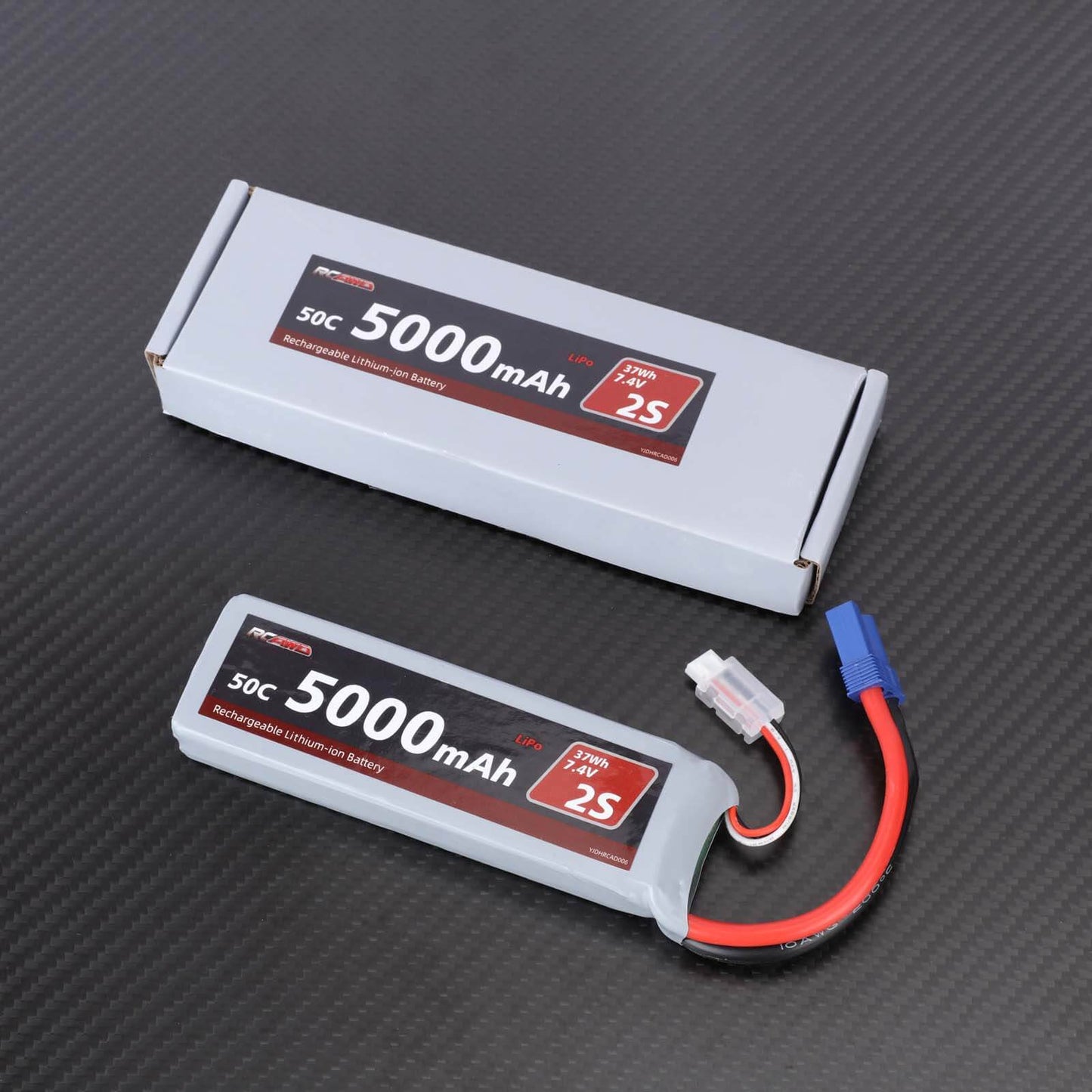 RCAWD ARRMA 3S 5000mAh 2S Battery RCAWD Arrma 1/10 5000mAh 7.4V 50C 2S Lipo Battery with EC5 Plug