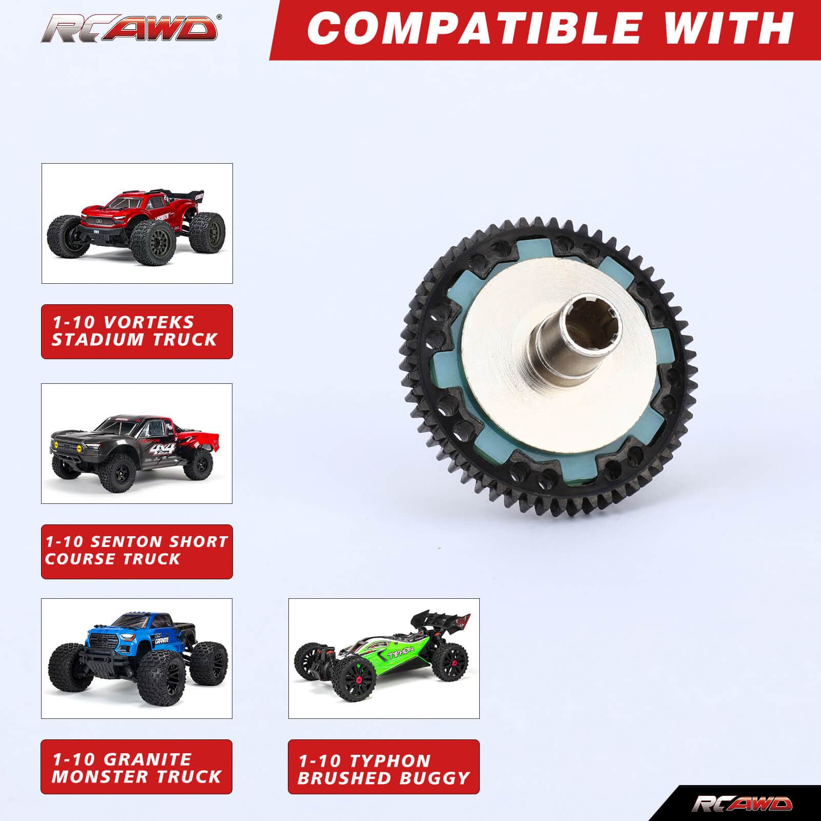 RCAWD ARRMA 3S 57T 0.8 Mod RCAWD ARRMA 3s Upgrades 57T 0.8 Mod Slipper Set for Grannite Senton Big Rock