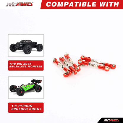 RCAWD ARRMA 3S 6PCS RCAWD Arrma Typhon Alum Alloy 6PCS Metal Tie Rod Steering Link Linkage