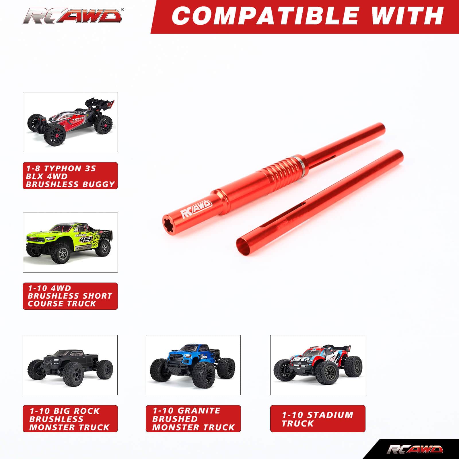 RCAWD Arrma 3S Adjustable Center Slider Driveshaft 1pcs for Granite VORTEKS 3S/Mega550 - RCAWD