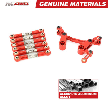 RCAWD ARRMA 3S Alloy Steering Parts Set RCAWD Arrma 1/10 Alum Alloy Steering Parts Set With 6pcs Metal Tie Rod Steering Link Linkage