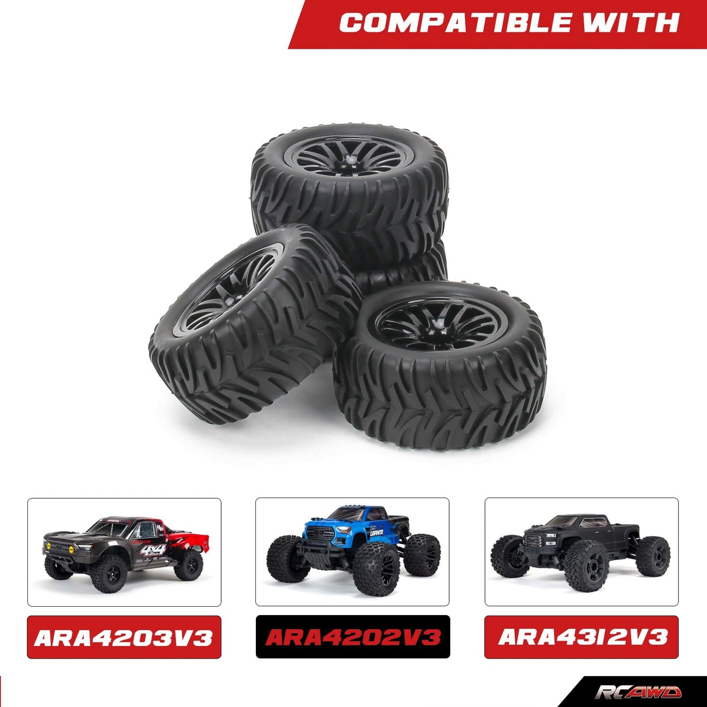RCAWD ARRMA 3S RCAWD Arrma 3S 4S Wheels and Tires for Granite Vorteks Senton Big Rock