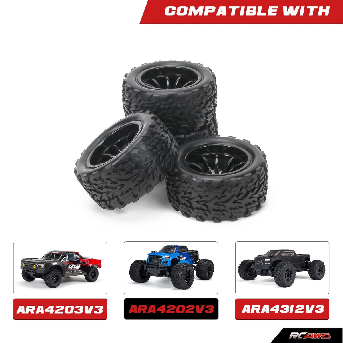 RCAWD ARRMA 3S RCAWD Arrma 3S 4S Wheels and Tires for Granite Vorteks Senton Big Rock