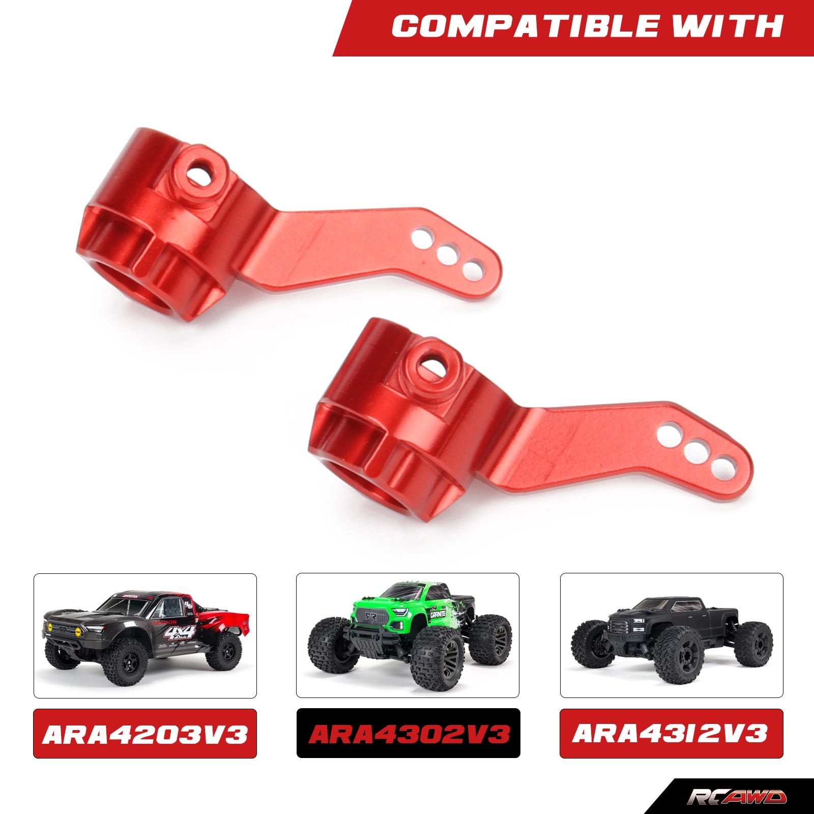 RCAWD ARRMA 3S RCAWD Arrma 3S Steering blocks hub carrier for  bigrock granite senton 3S AR330469