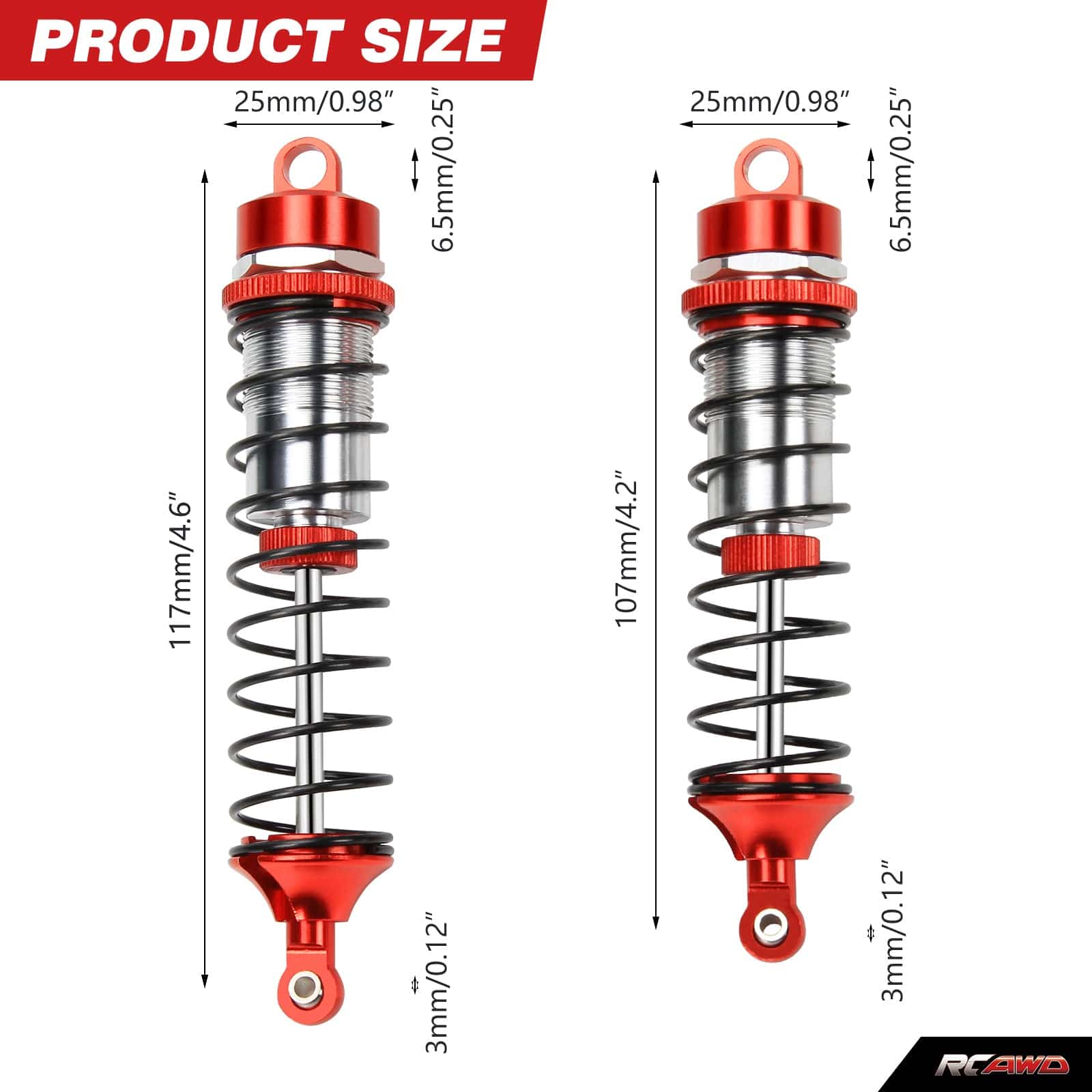 RCAWD ARRMA 3S RCAWD Arrma Big Bore Shocks for Senton Granite BigRock Typhon 3S BLX Mega Metal