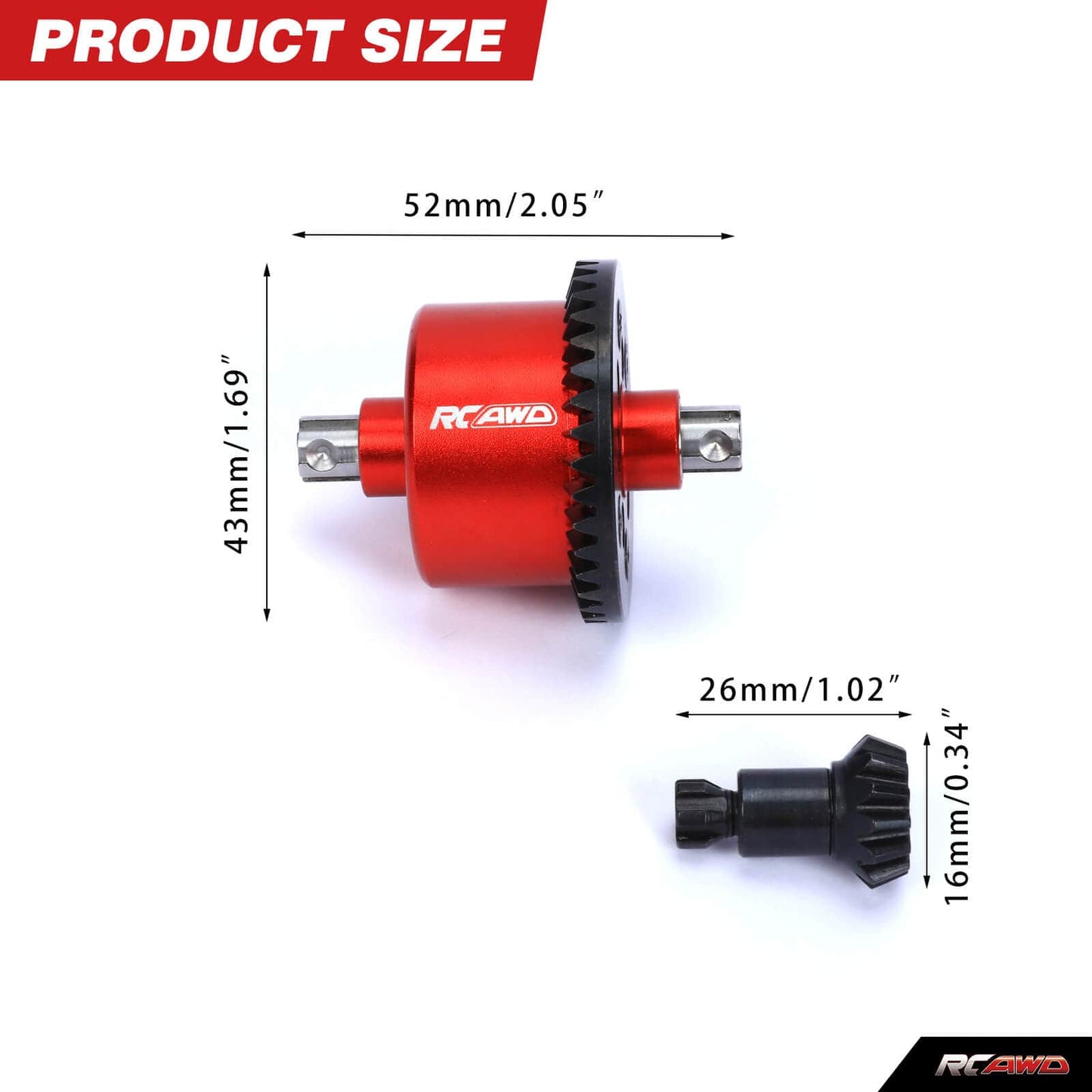 RCAWD ARRMA 3S Red RCAWD ARRMA 3s Upgrades F/R Differential Set 37T 13T Diff Set for Grannite Senton Big Rock