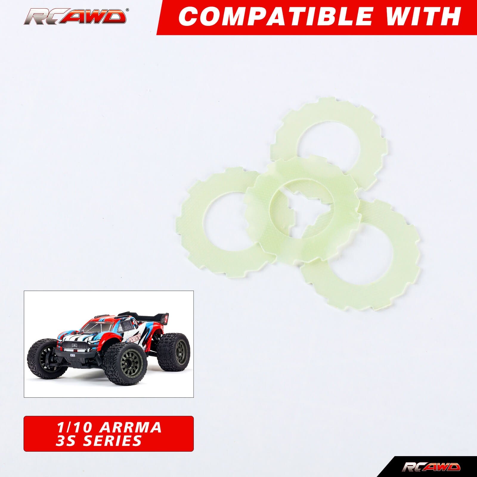 RCAWD ARRMA 3S sku RCAWD Arrma 3s Upgrades Center Gear Slipper Pad 4pcs for Bigrock Granite Senton Vorteks