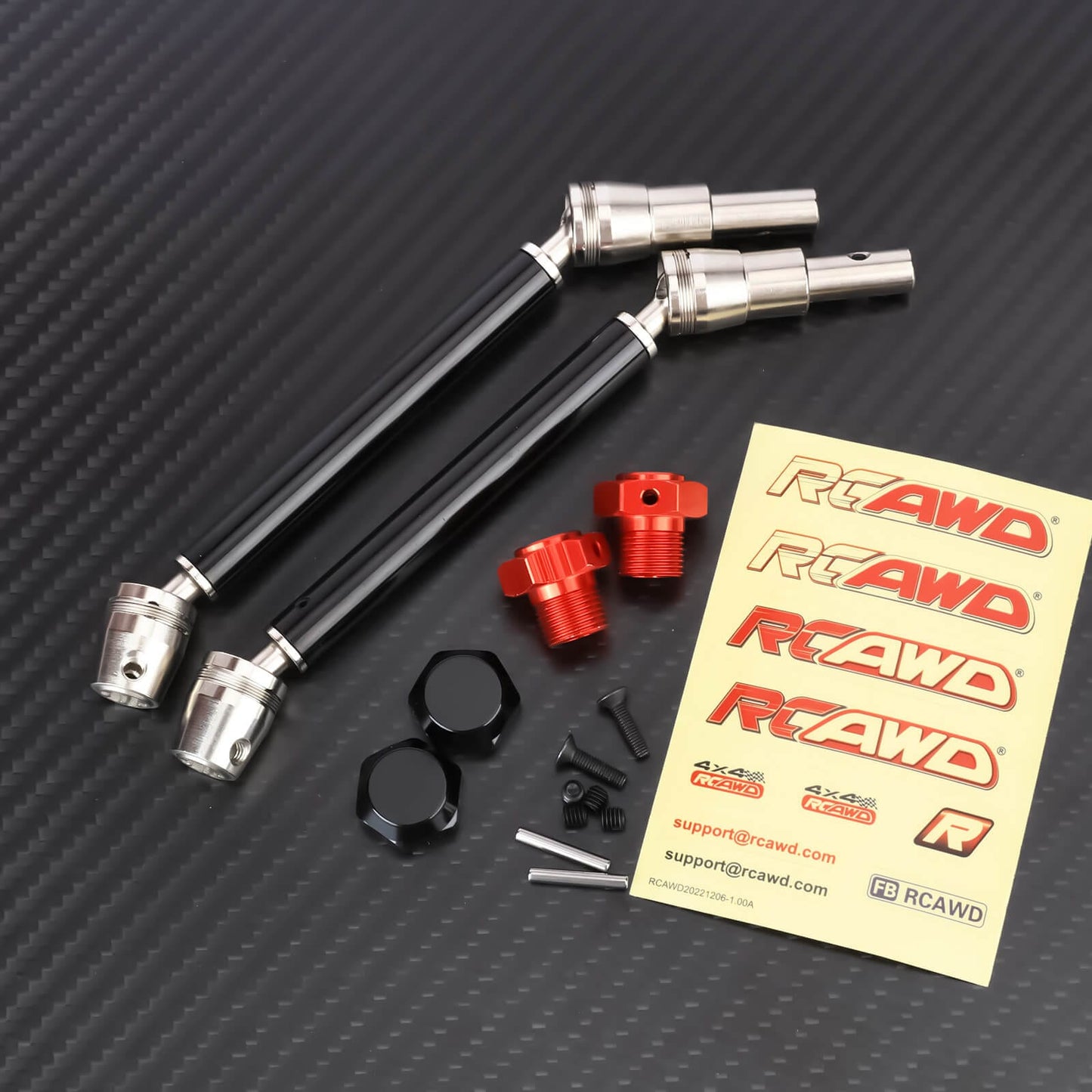 RCAWD ARRMA 4S 2PCS / Black RCAWD 158MM Alum Alloy CVD Slider Set With Drive Shaft For Arrma 1/8 Outcast Kraton Upgrade Parts