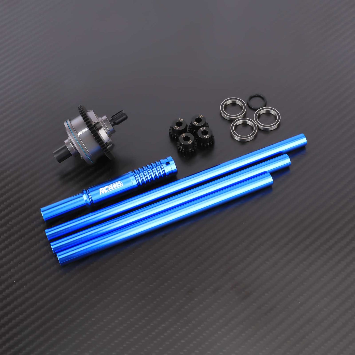 RCAWD ARRMA 4S Blue RCAWD ARRMA 4S Center Differential Assembly Set With Driveshaft Motor Gear