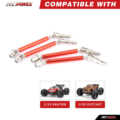 RCAWD ARRMA 4S RCAWD 158MM Alum Alloy CVD Slider Set With Drive Shaft For Arrma 1/8 Outcast Kraton Upgrade Parts