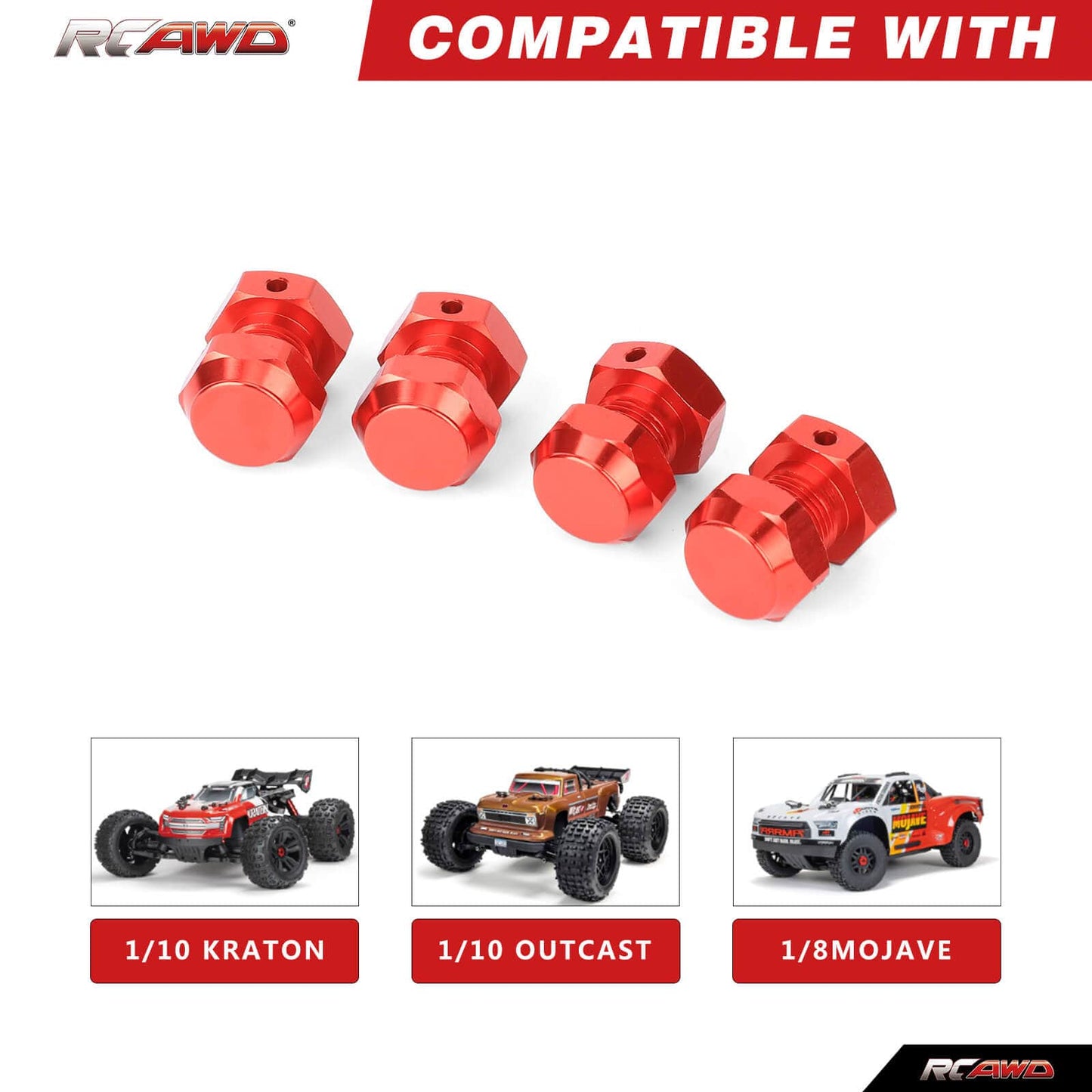 RCAWD ARRMA 4S RCAWD 17mm Alum Wheel Hex For Arrma 1/8 Mojave 1/10 Kraton Outcast 4S Upgrade Parts