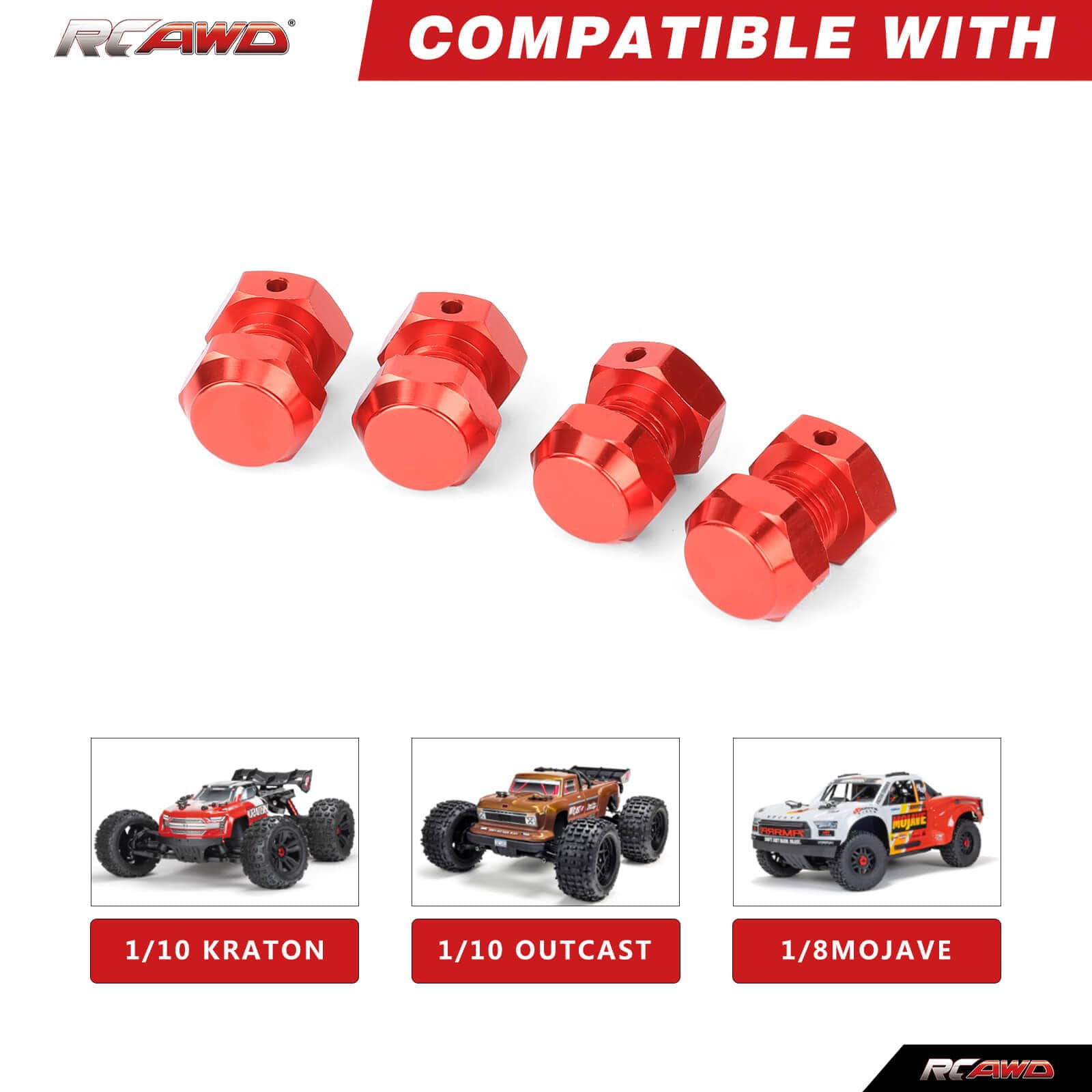 RCAWD ARRMA 4S RCAWD 17mm Alum Wheel Hex For Arrma 1/8 Mojave 1/10 Kraton Outcast 4S Upgrade Parts