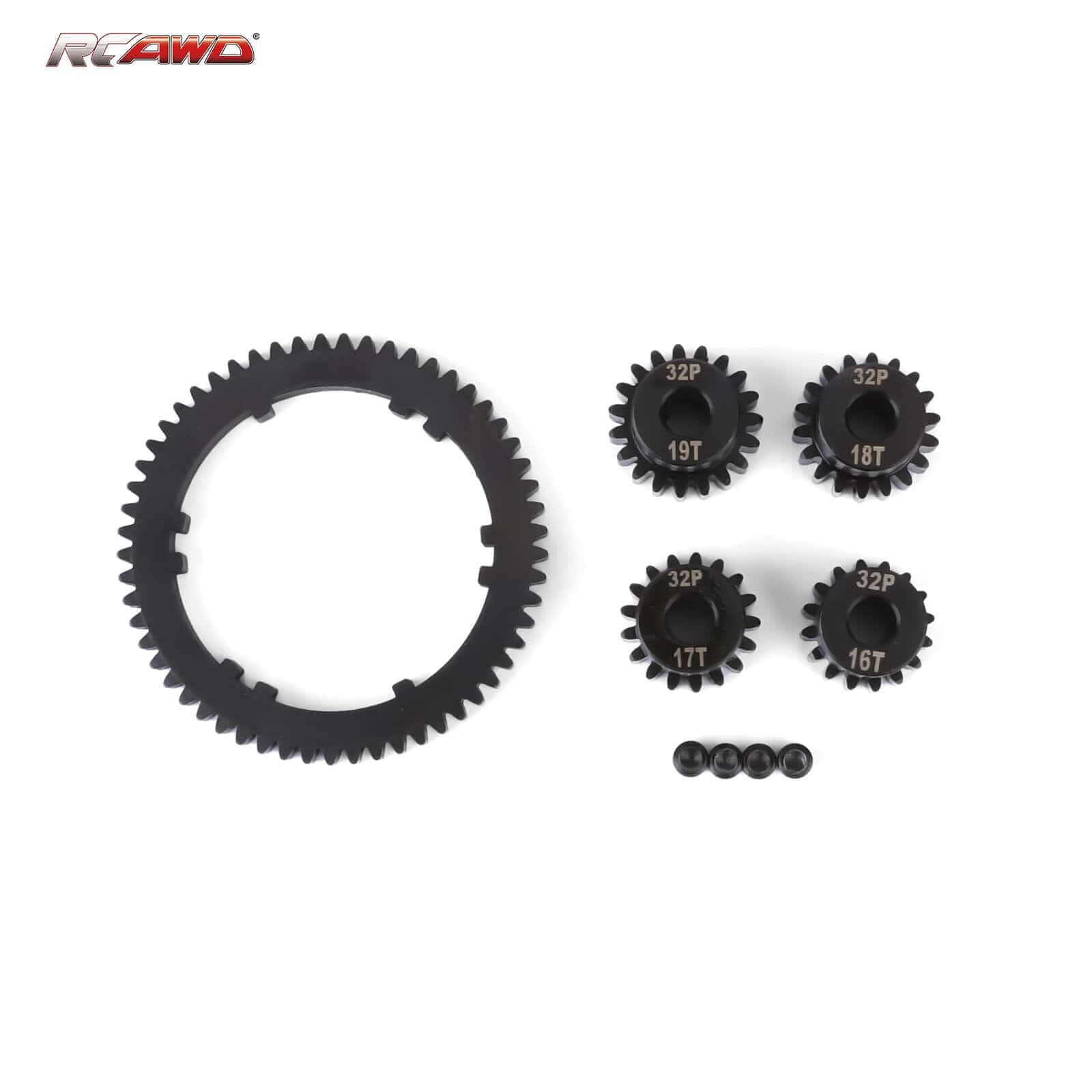 RCAWD ARRMA 4S RCAWD 57T 0.8 MOD Metal Center Diff Spur Gear with 16T 17T 18T 19T Motor Gears