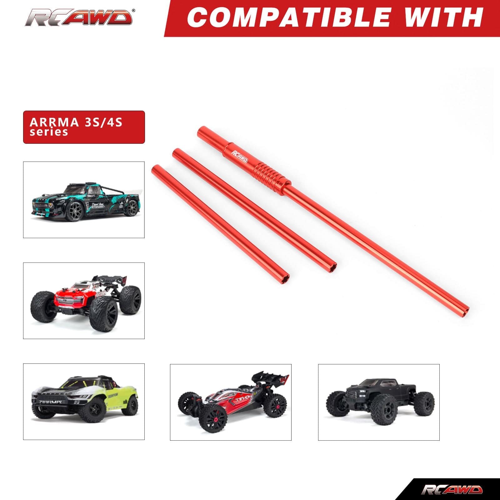 RCAWD ARRMA 4S RCAWD ARRMA 3S 4S 164MM 185MM 205MM Center Slider Driveshaft Set